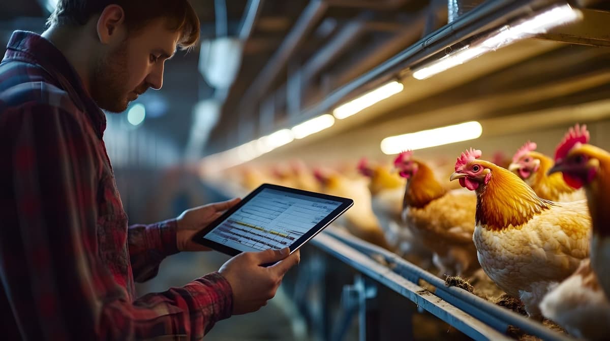 HisabKarLay AI Poultry Management App dashboard displaying artificial intelligence technology for automated farm monitoring, health tracking, and productivity optimization